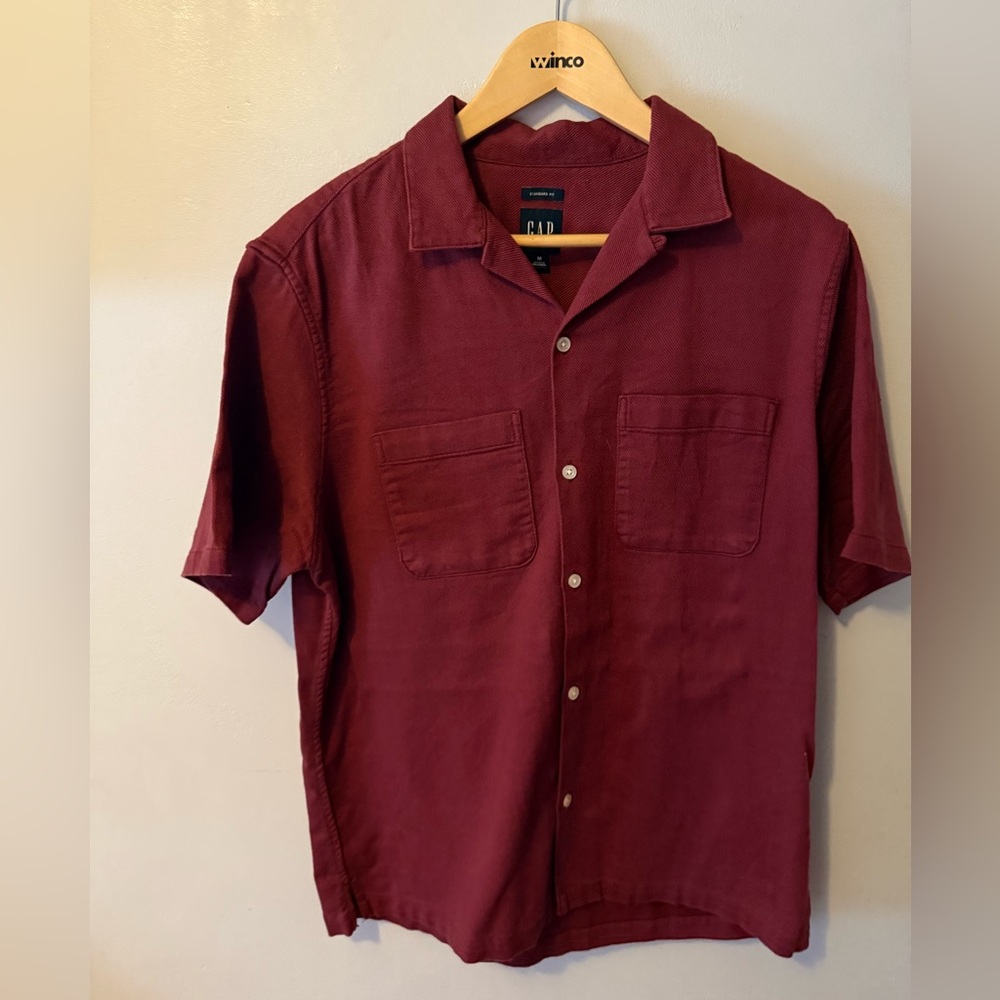 GAP Men's Deep Red Casual Button Down Shirt